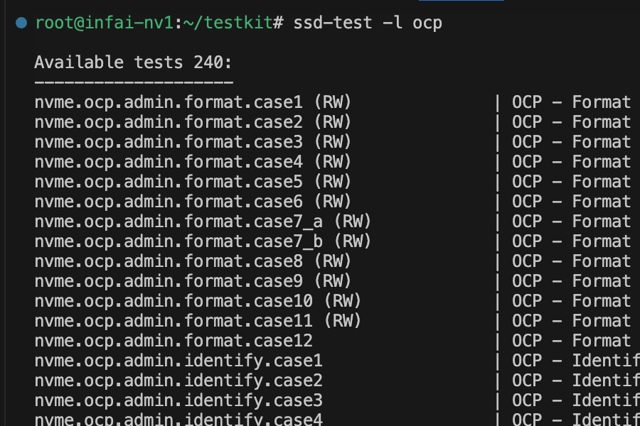 NVMe OCP Compliance Tests
