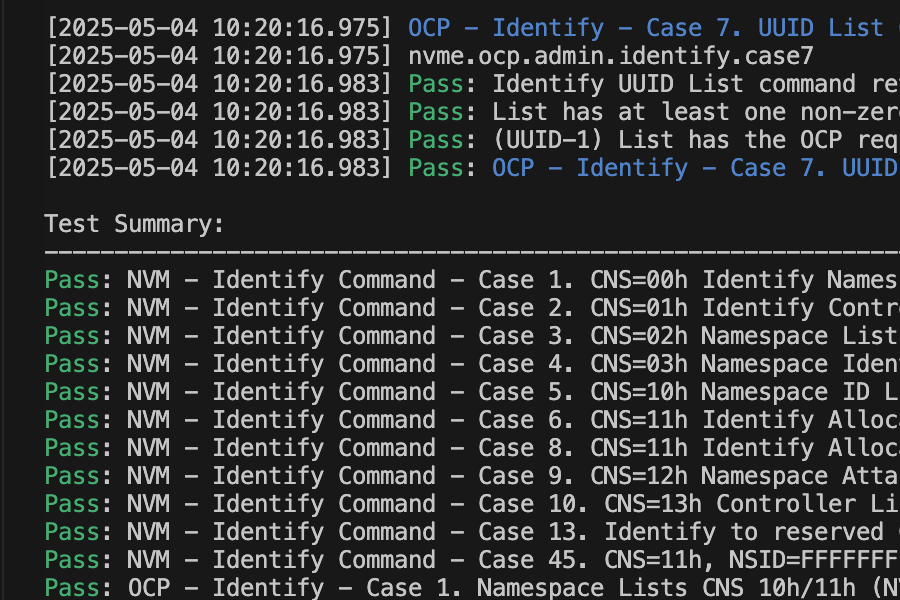 NVMe Test Framework Interface